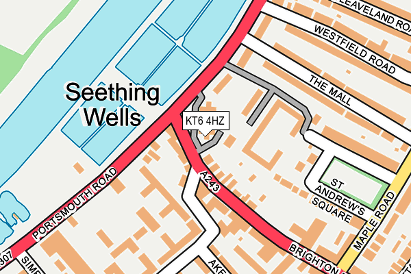 KT6 4HZ map - OS OpenMap – Local (Ordnance Survey)