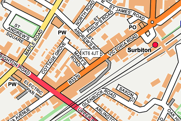 KT6 4JT map - OS OpenMap – Local (Ordnance Survey)