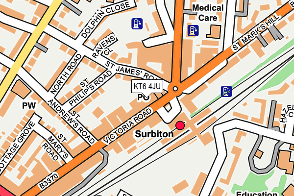 KT6 4JU map - OS OpenMap – Local (Ordnance Survey)