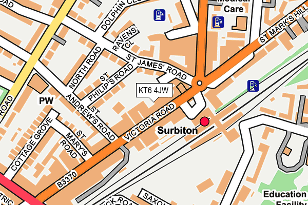 KT6 4JW map - OS OpenMap – Local (Ordnance Survey)