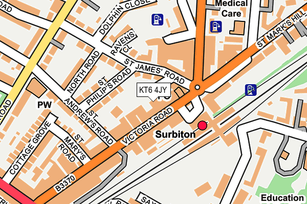 KT6 4JY map - OS OpenMap – Local (Ordnance Survey)