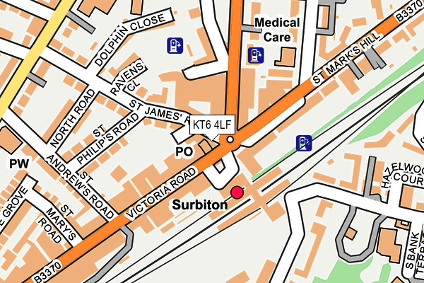 KT6 4LF map - OS OpenMap – Local (Ordnance Survey)