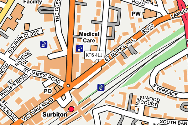 KT6 4LJ map - OS OpenMap – Local (Ordnance Survey)