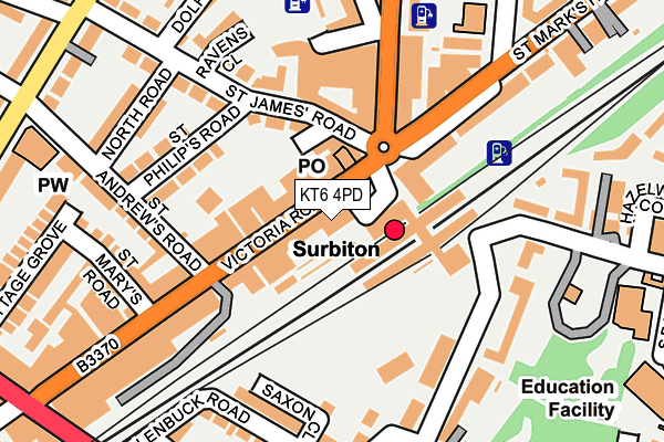 KT6 4PD map - OS OpenMap – Local (Ordnance Survey)