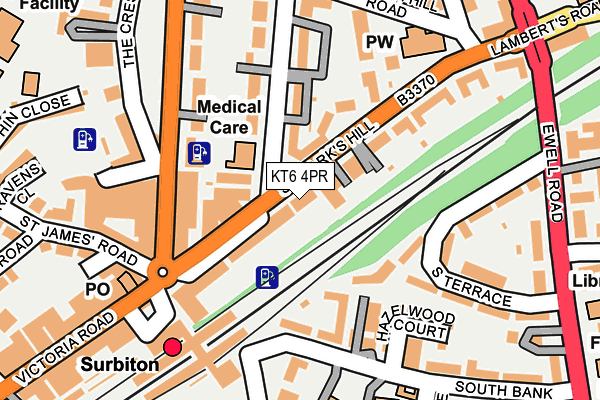 KT6 4PR map - OS OpenMap – Local (Ordnance Survey)