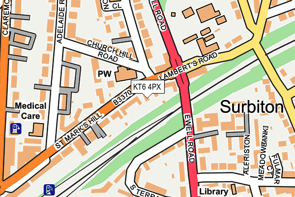 KT6 4PX map - OS OpenMap – Local (Ordnance Survey)