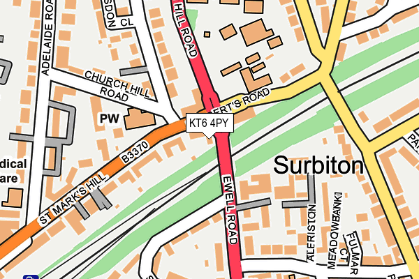 KT6 4PY map - OS OpenMap – Local (Ordnance Survey)