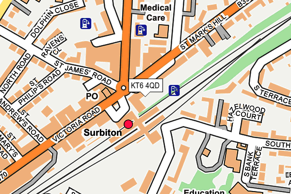 KT6 4QD map - OS OpenMap – Local (Ordnance Survey)