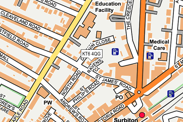 KT6 4QG map - OS OpenMap – Local (Ordnance Survey)