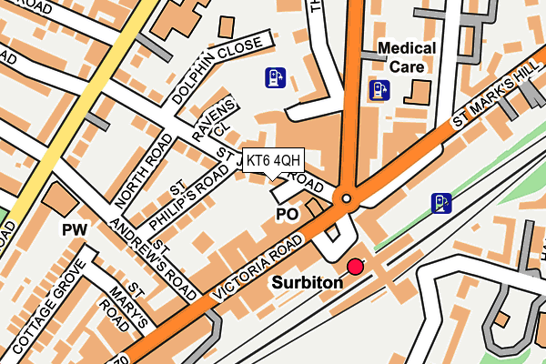 KT6 4QH map - OS OpenMap – Local (Ordnance Survey)