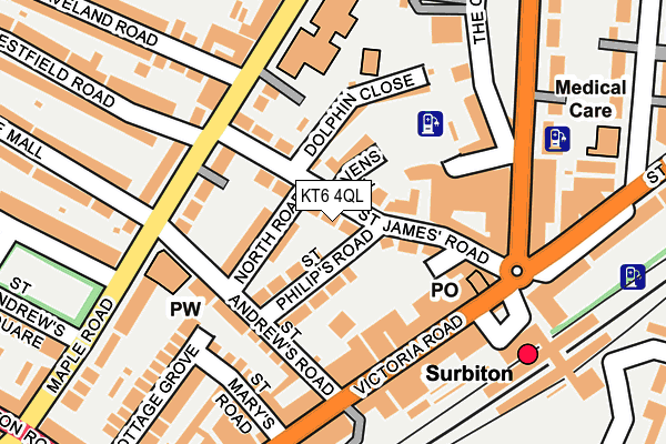 KT6 4QL map - OS OpenMap – Local (Ordnance Survey)