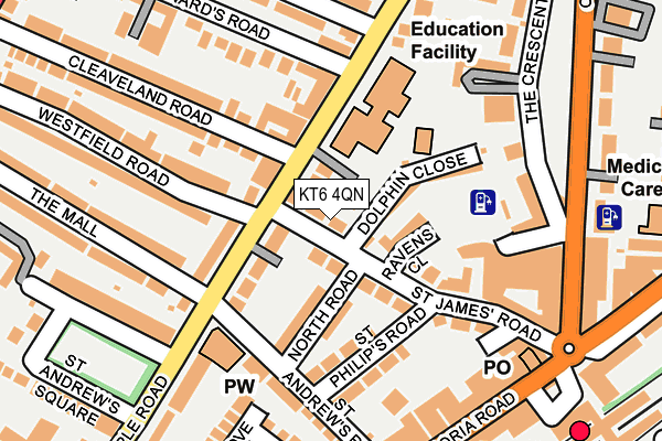 KT6 4QN map - OS OpenMap – Local (Ordnance Survey)