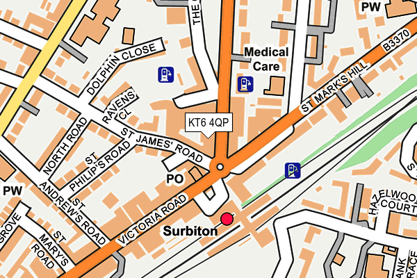 KT6 4QP map - OS OpenMap – Local (Ordnance Survey)