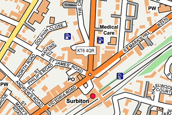 KT6 4QR map - OS OpenMap – Local (Ordnance Survey)