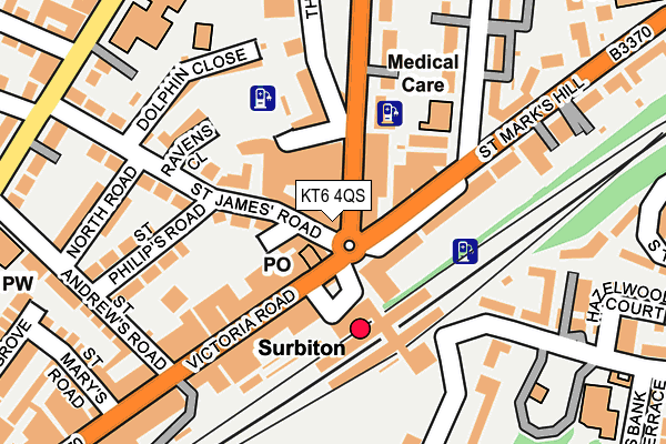 KT6 4QS map - OS OpenMap – Local (Ordnance Survey)