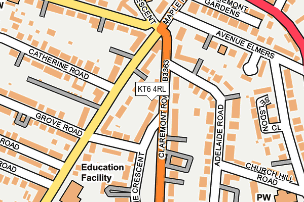 KT6 4RL map - OS OpenMap – Local (Ordnance Survey)