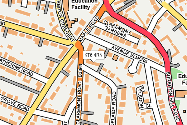 KT6 4RN map - OS OpenMap – Local (Ordnance Survey)