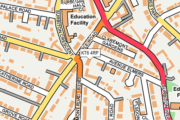 KT6 4RP map - OS OpenMap – Local (Ordnance Survey)