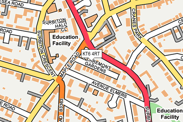 KT6 4RT map - OS OpenMap – Local (Ordnance Survey)