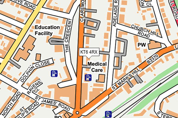 KT6 4RX map - OS OpenMap – Local (Ordnance Survey)