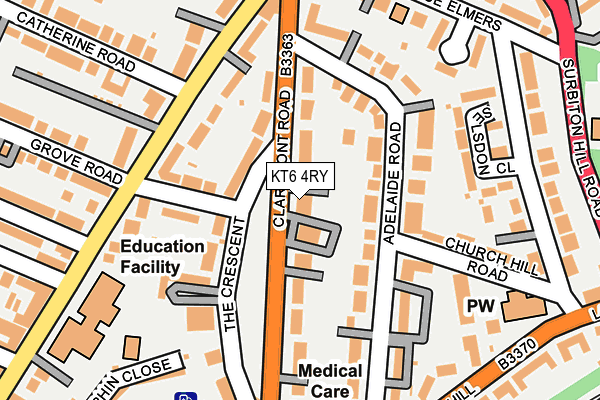 KT6 4RY map - OS OpenMap – Local (Ordnance Survey)