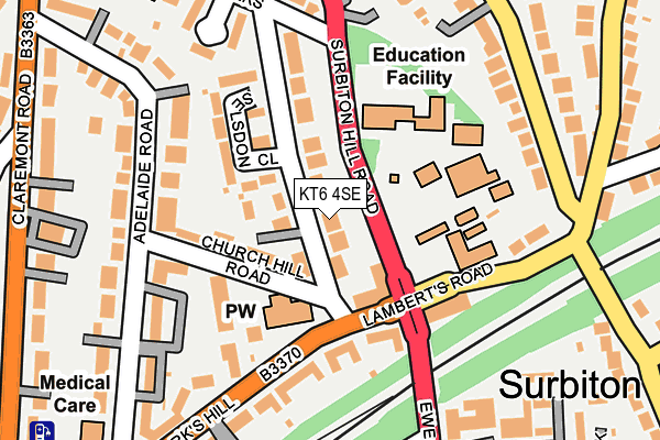 KT6 4SE map - OS OpenMap – Local (Ordnance Survey)