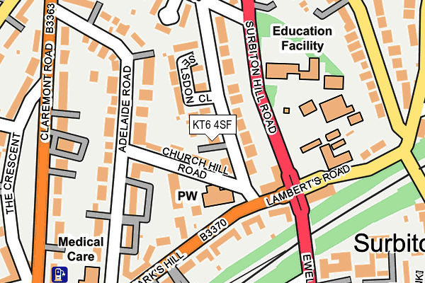 KT6 4SF map - OS OpenMap – Local (Ordnance Survey)