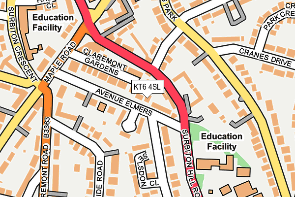 KT6 4SL map - OS OpenMap – Local (Ordnance Survey)