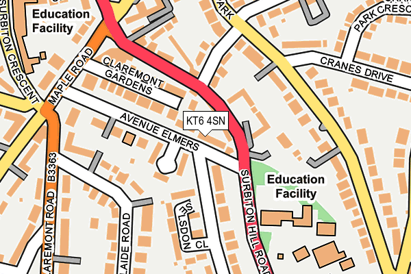 KT6 4SN map - OS OpenMap – Local (Ordnance Survey)