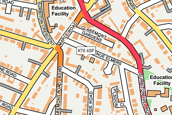 KT6 4SP map - OS OpenMap – Local (Ordnance Survey)