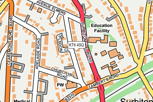 KT6 4SQ map - OS OpenMap – Local (Ordnance Survey)