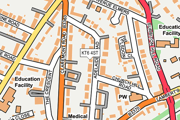 KT6 4ST map - OS OpenMap – Local (Ordnance Survey)