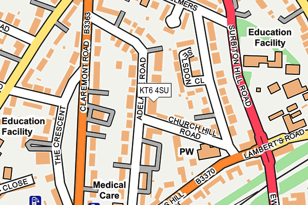 KT6 4SU map - OS OpenMap – Local (Ordnance Survey)