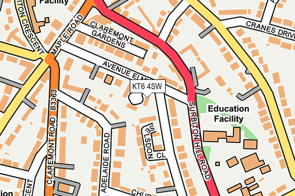 KT6 4SW map - OS OpenMap – Local (Ordnance Survey)