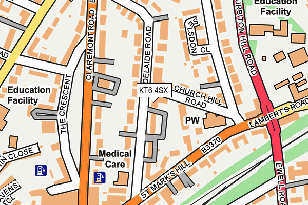 KT6 4SX map - OS OpenMap – Local (Ordnance Survey)