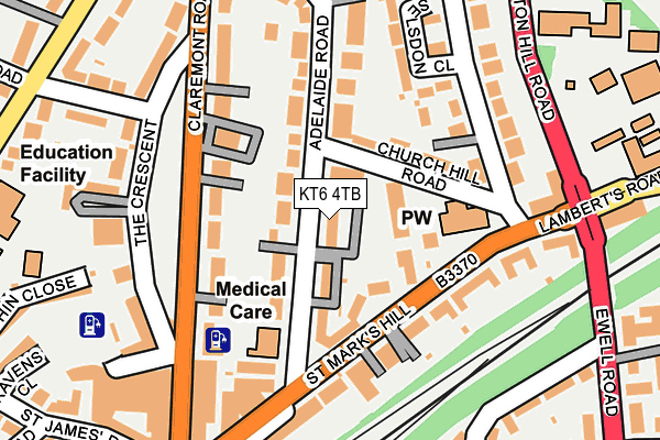 KT6 4TB map - OS OpenMap – Local (Ordnance Survey)