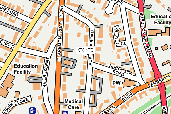 KT6 4TD map - OS OpenMap – Local (Ordnance Survey)