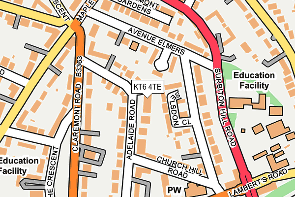 KT6 4TE map - OS OpenMap – Local (Ordnance Survey)