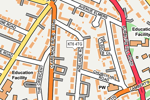 KT6 4TG map - OS OpenMap – Local (Ordnance Survey)