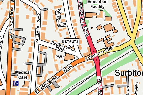 KT6 4TJ map - OS OpenMap – Local (Ordnance Survey)