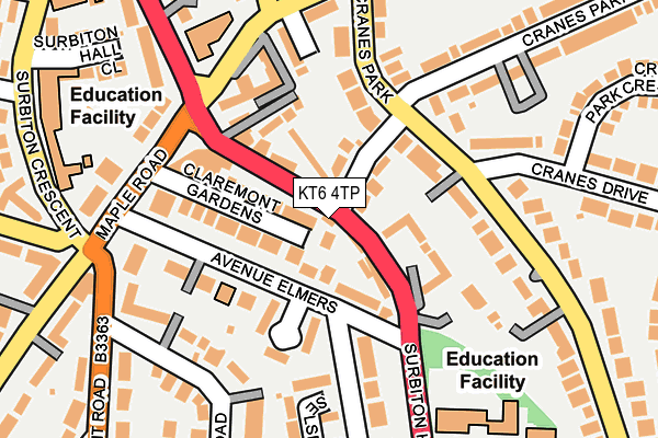 KT6 4TP map - OS OpenMap – Local (Ordnance Survey)