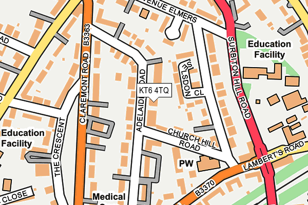 KT6 4TQ map - OS OpenMap – Local (Ordnance Survey)