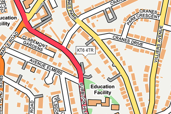 KT6 4TR map - OS OpenMap – Local (Ordnance Survey)