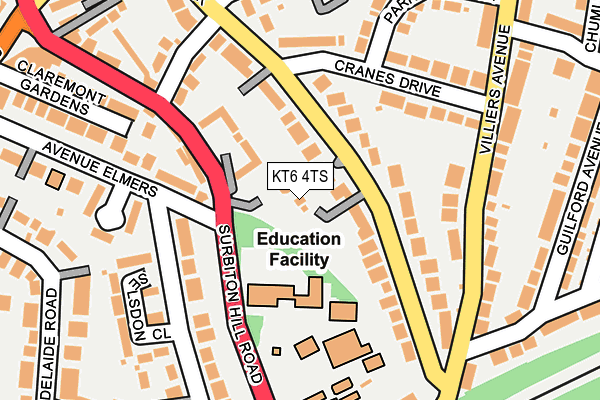 KT6 4TS map - OS OpenMap – Local (Ordnance Survey)