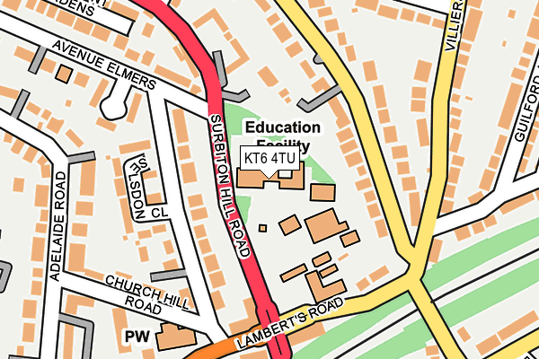 KT6 4TU map - OS OpenMap – Local (Ordnance Survey)
