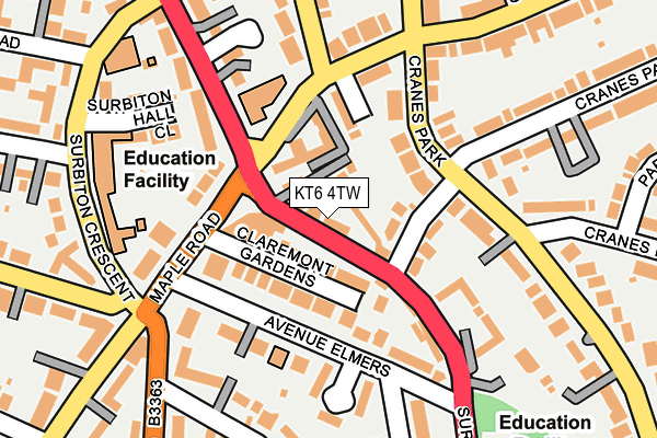 KT6 4TW map - OS OpenMap – Local (Ordnance Survey)