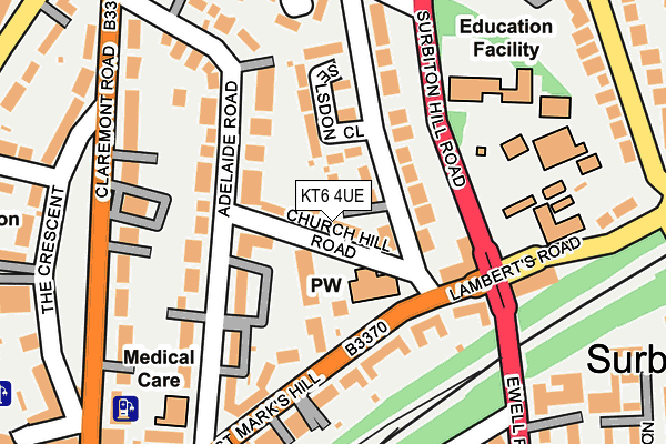 KT6 4UE map - OS OpenMap – Local (Ordnance Survey)