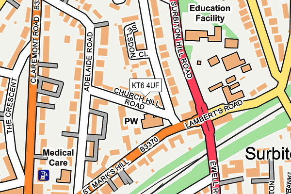 KT6 4UF map - OS OpenMap – Local (Ordnance Survey)