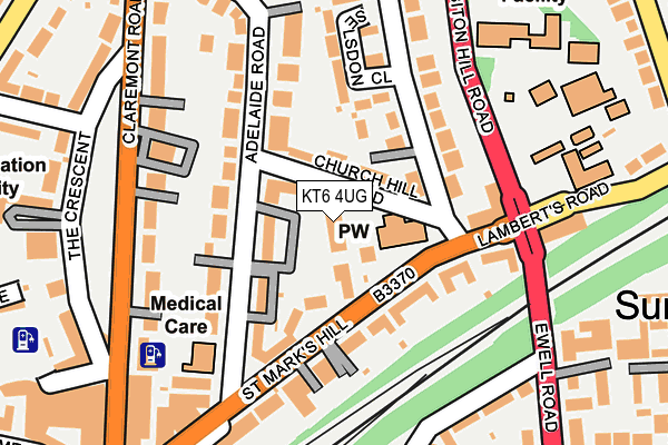 KT6 4UG map - OS OpenMap – Local (Ordnance Survey)