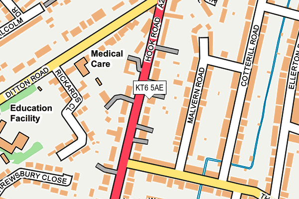KT6 5AE map - OS OpenMap – Local (Ordnance Survey)